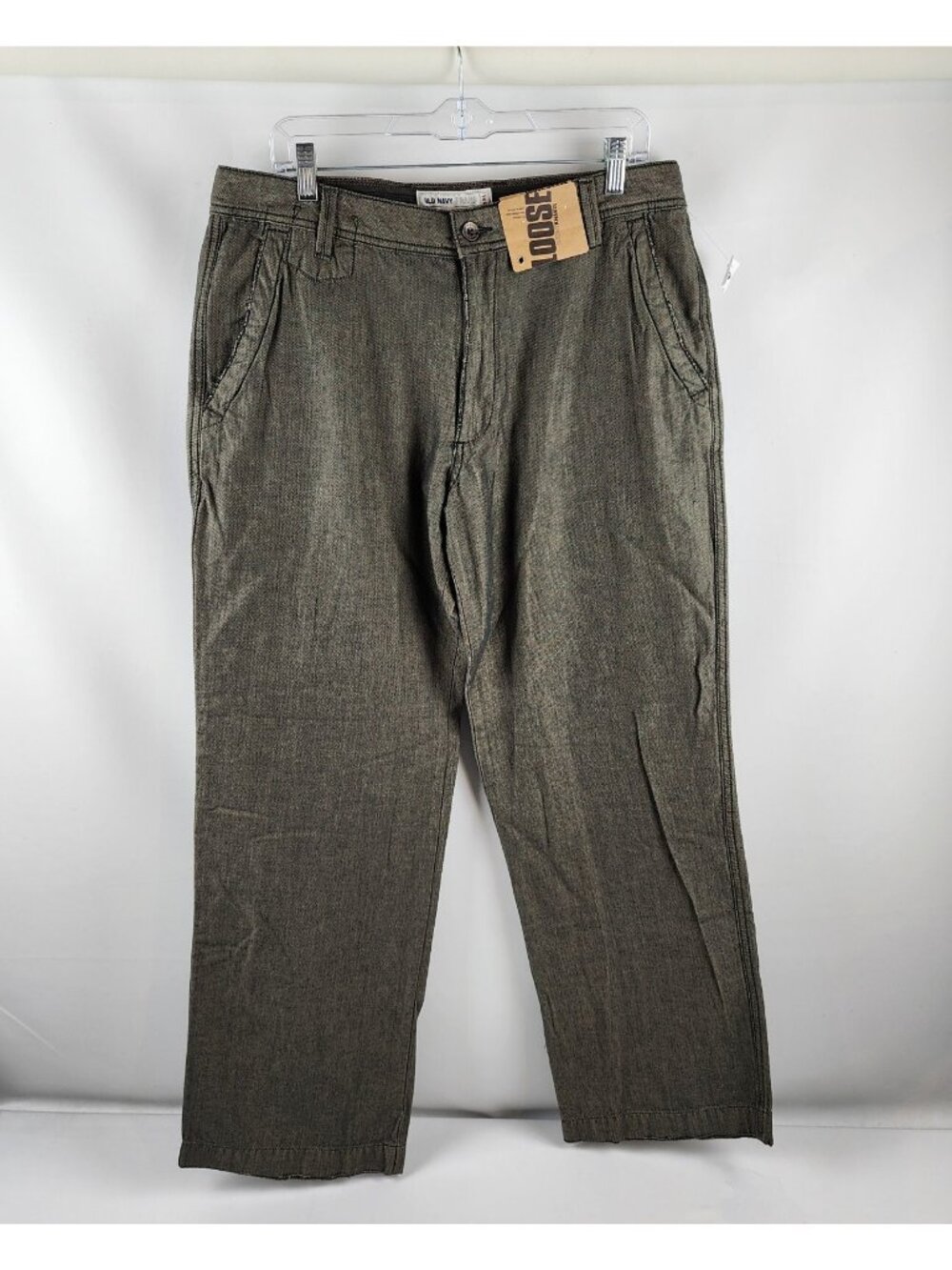 Old Navy Pants Men 34x32 Brown Loose Khakis Relaxed Bootcut Chino Flat Front NWT